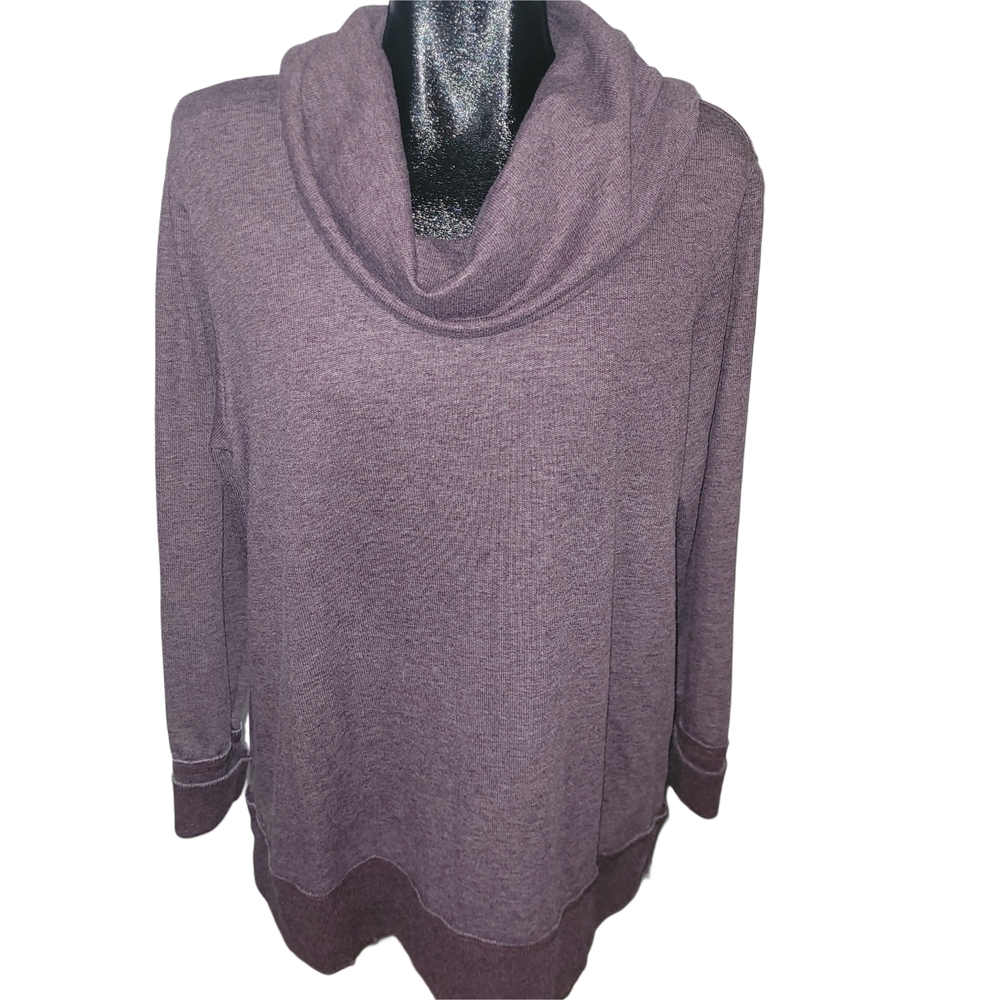 Natural Reflections Draped Cowl Neck Sweater In Heathered Purple Size XL